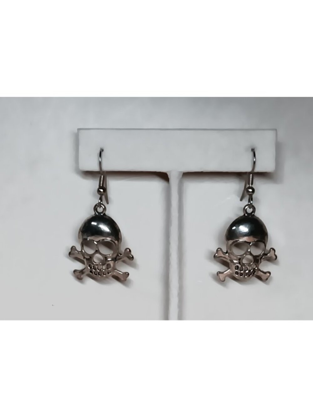 Skull and Cross Bones Earrings Fish Hook Poison Halloween Pierced Dangle